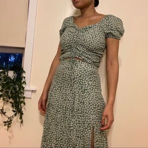 H&M Matching Green Floral Top and Skirt Set